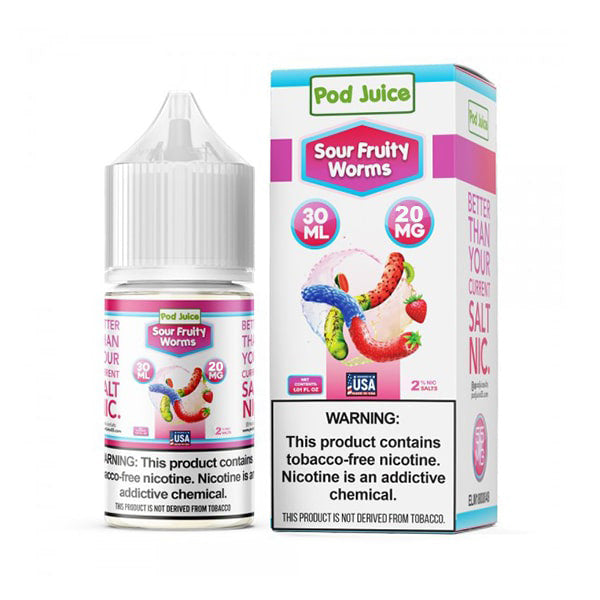 Pod Juice TFN Salt Series E-Liquid | 30mL | Salt Nic | 20mg | Sour Fruity Worms with Packaging