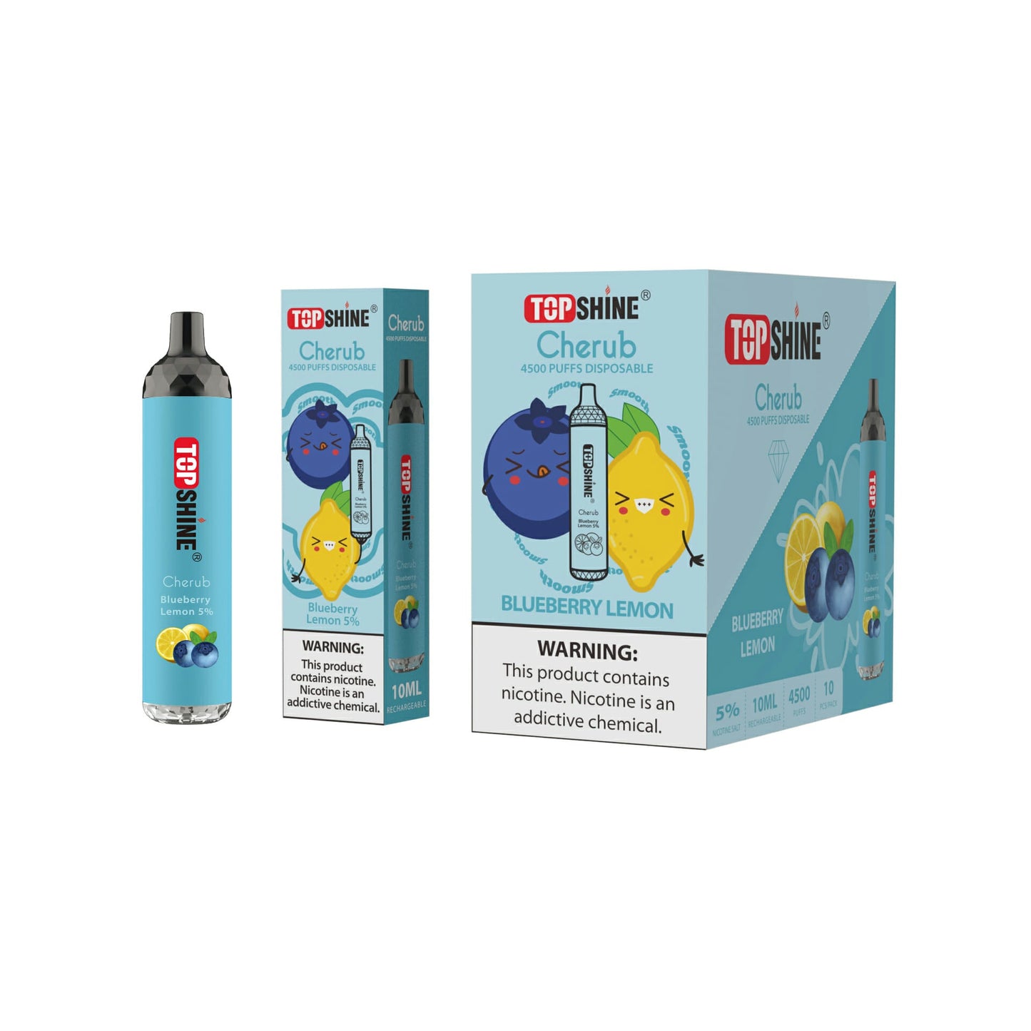Topshine Disposable | 4500 Puffs | 10mL | Blueberry Lemon with Packaging and Box