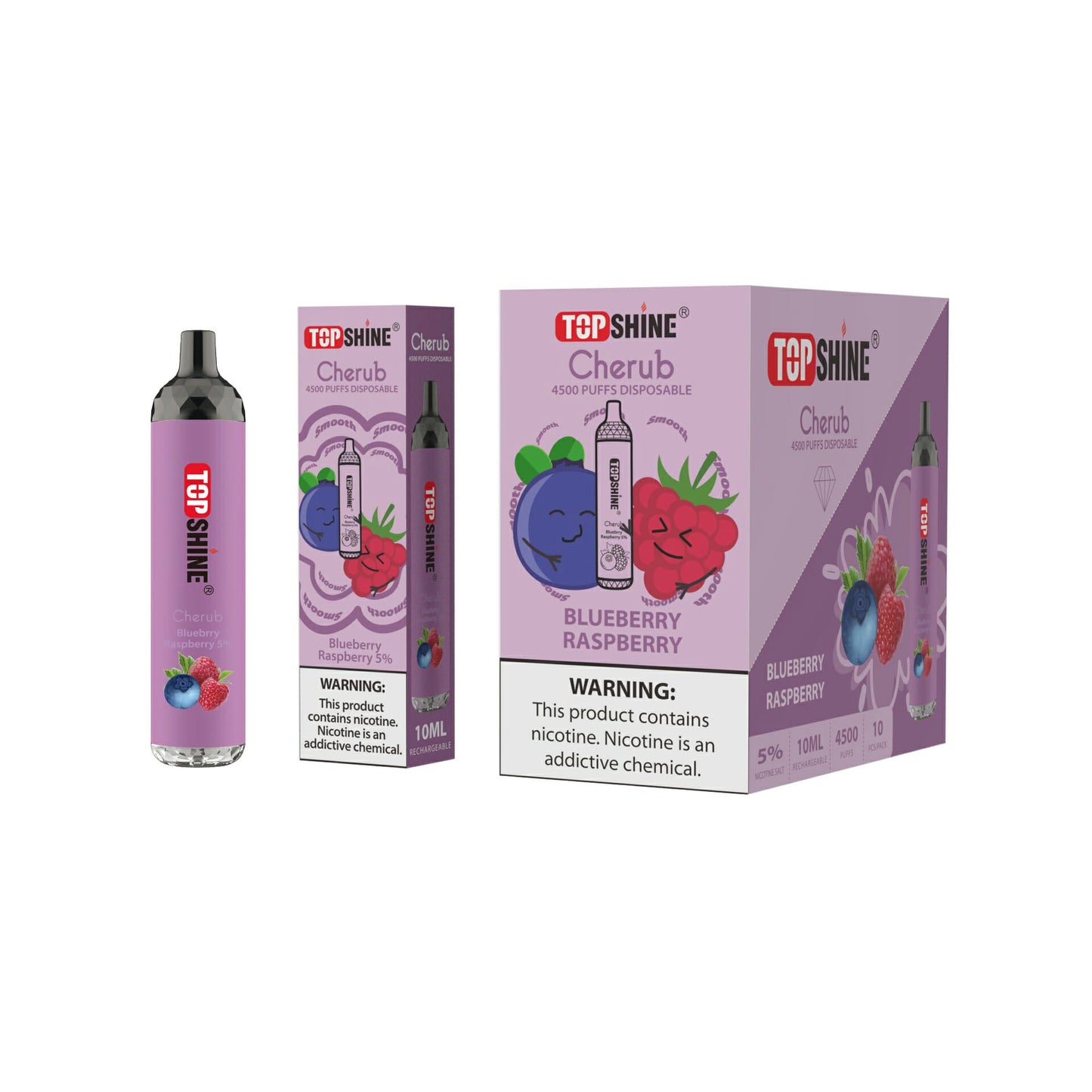 Topshine Disposable | 4500 Puffs | 10mL | Blueberry Raspberry with Packaging and Box