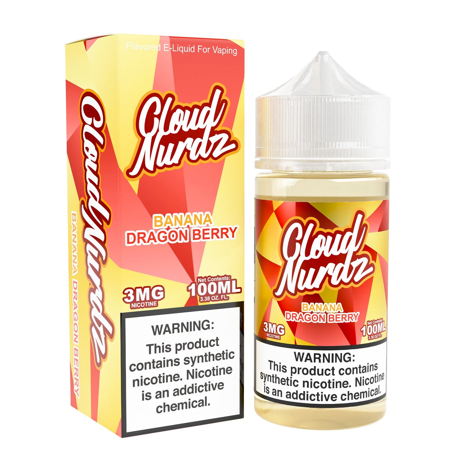 Cloud Nurdz Series E-Liquid 100mL (Freebase) | Banana Dragon Berry with packaging