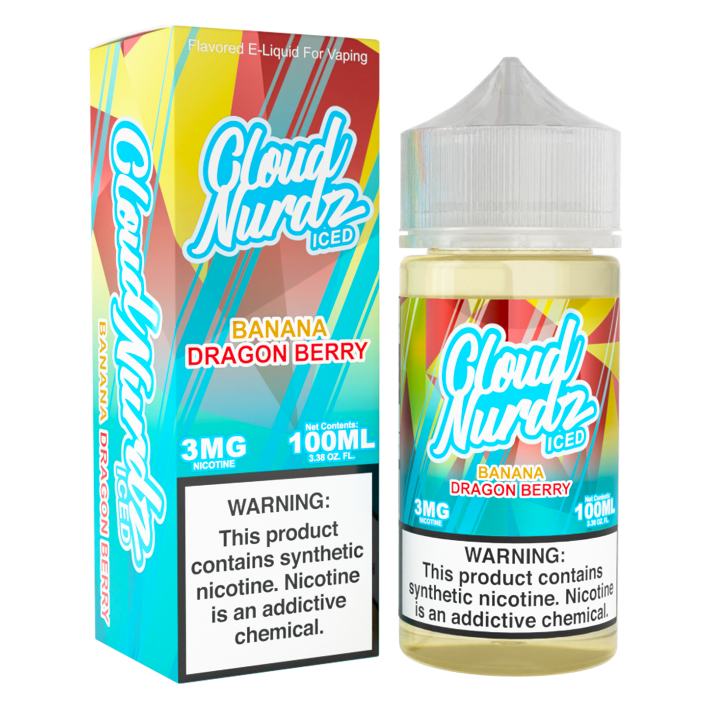 Cloud Nurdz Series E-Liquid 100mL (Freebase) | Banana Dragon berry Ice with packaging
