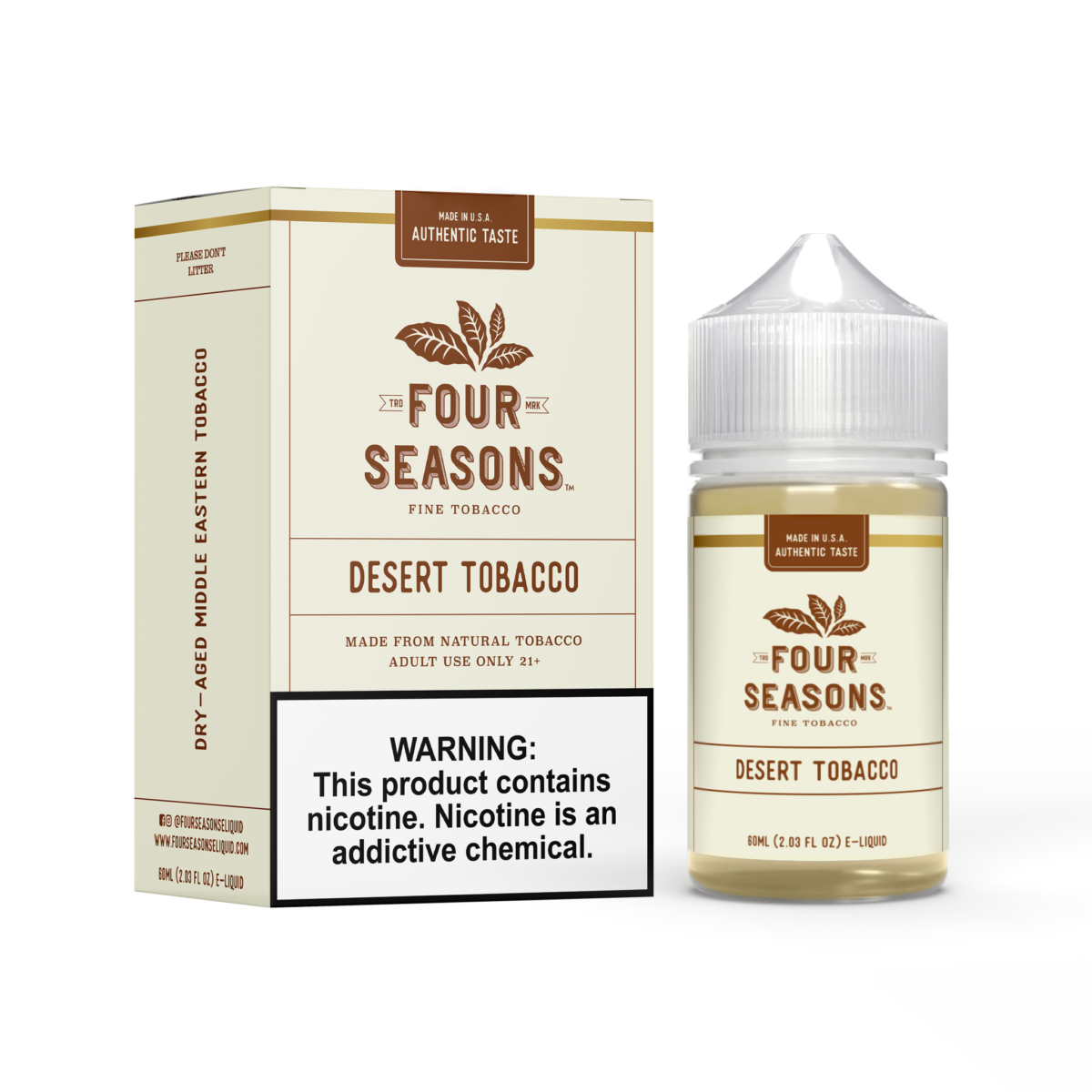Four Seasons Series E-Liquid | 60mL | (Freebase) | Desert Tobacco with Packaging