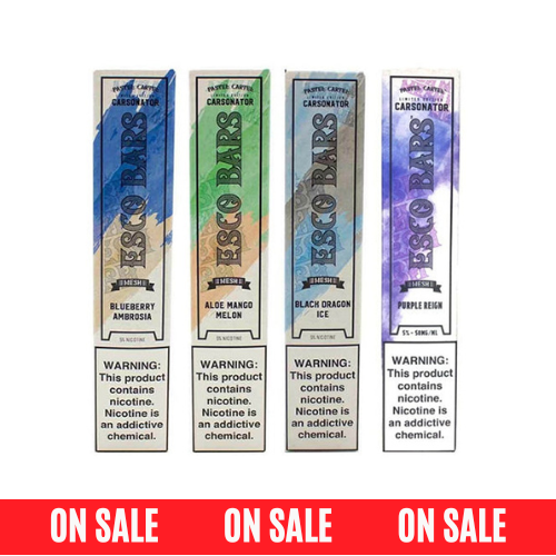 Esco Bars Carsonator Mesh Disposable | 2500 Puffs | 6mL | Group Photo with packaging