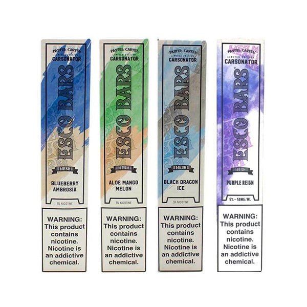 Esco Bars Carsonator Mesh Disposable | 2500 Puffs | 6mL | Group Photo with packaging