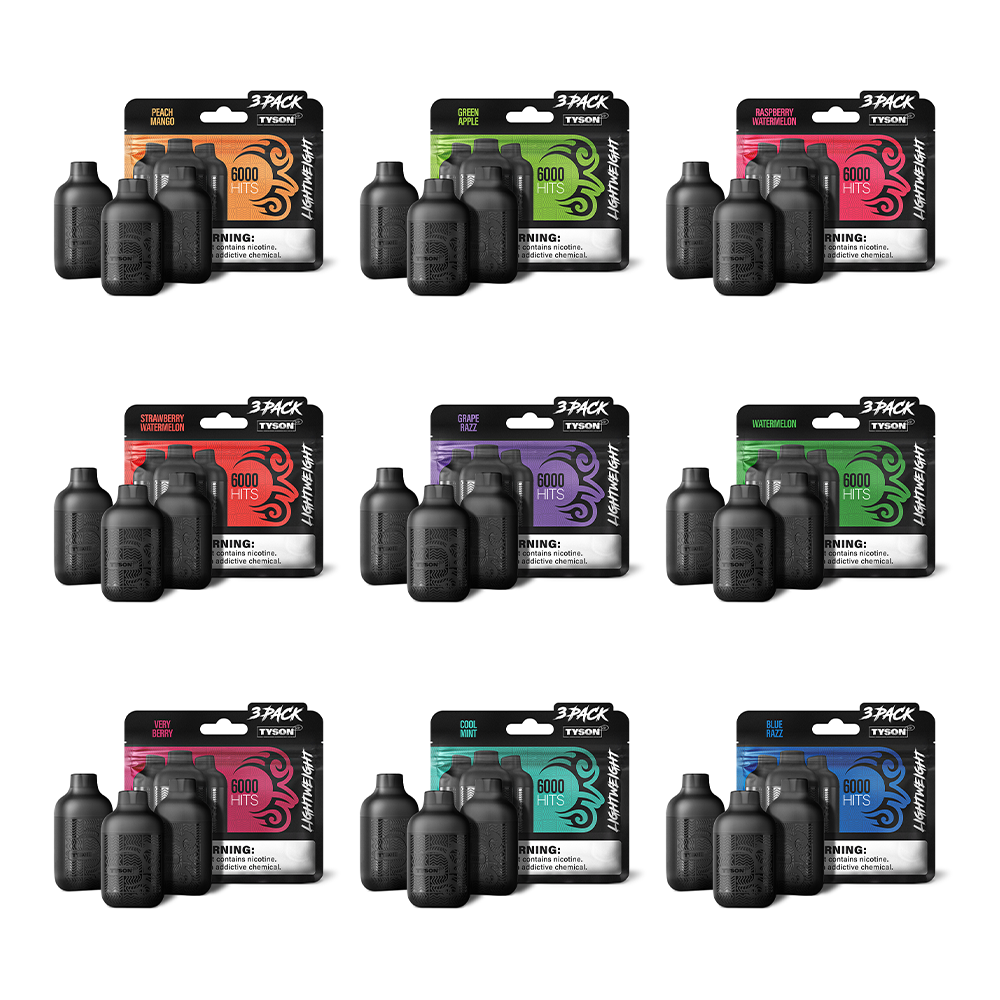 Tyson 2.0 Lightweight Disposable | 6000 Puffs | 50mg | (12mL 3-Pack) | Group Photo