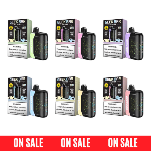 Geek Bar Pulse X Disposable | 25000 Puffs | 18mL | 50mg | Group Photo with packaging