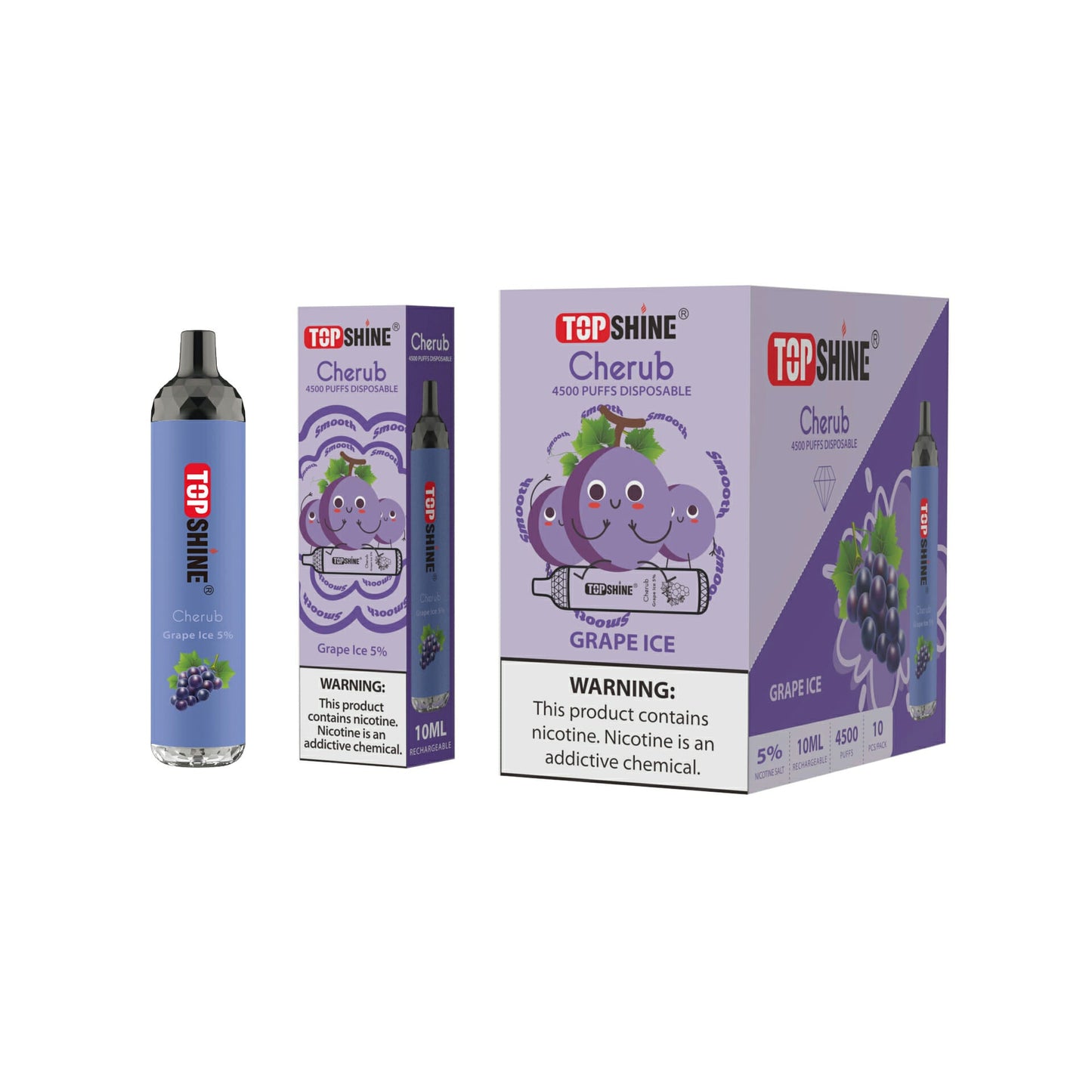 Topshine Disposable | 4500 Puffs | 10mL | Grape Ice with Packaging and Box