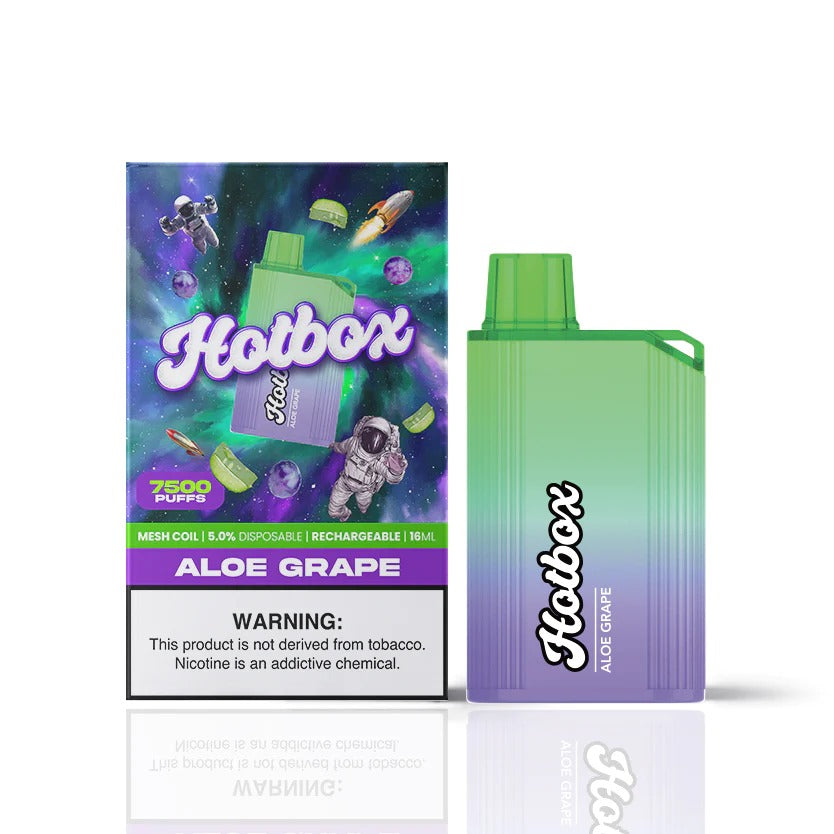 Puff HotBox Disposable | 7500 puffs | 16mL | Aloe Grape with Packaging