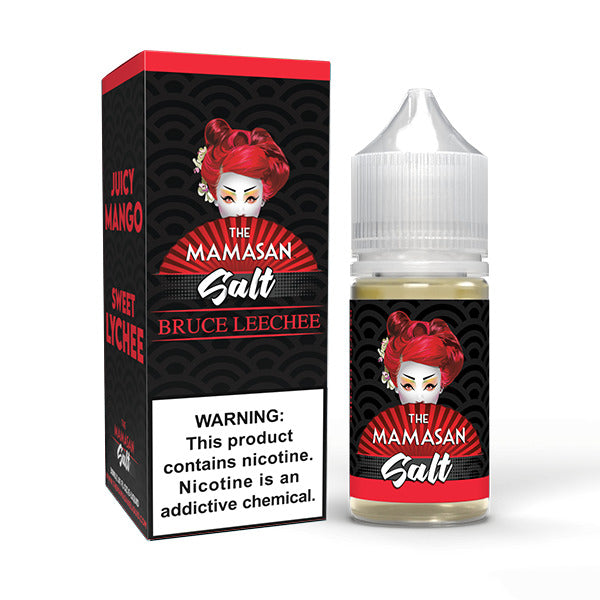 The Mamasan SALTS E-Liquid - Bruce Leechee (Mango Lychee), 30mL with Packaging