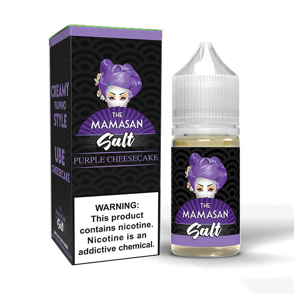 The Mamasan SALTS E-Liquid - Purple Cheesecake (Taro Cheesecake), 30mL with Packaging