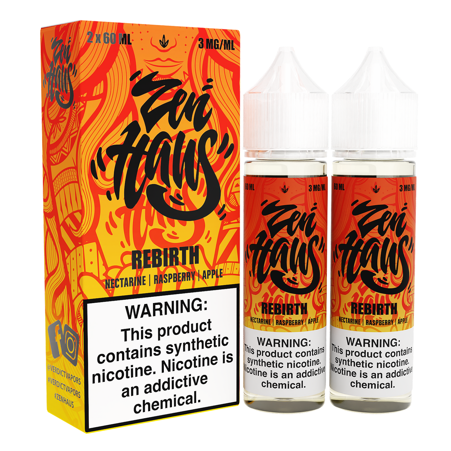 Rebirth by Zen Haus Series E-Liquid 60mL 2-Pack (Freebase) with Packaging