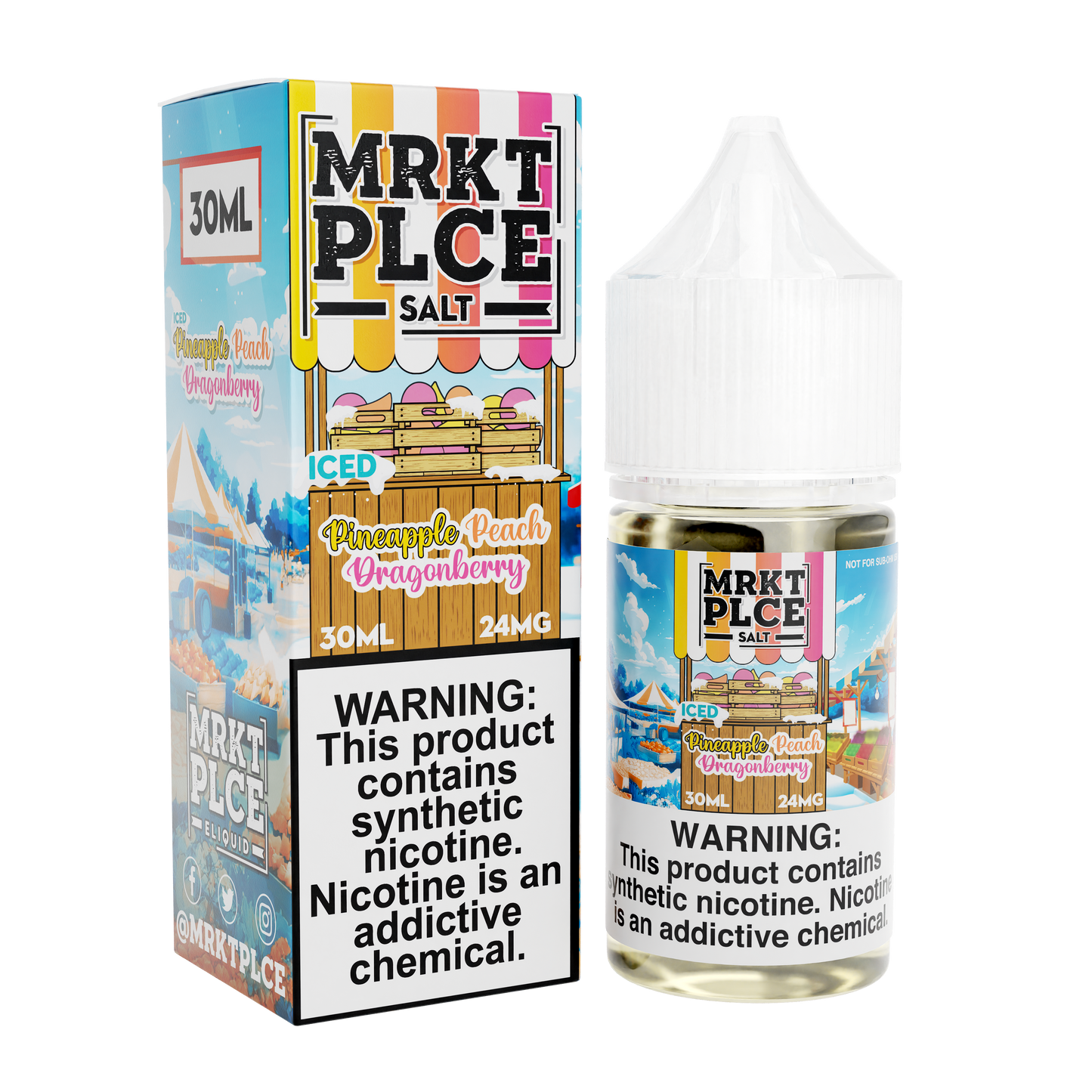 Iced Pineapple Peach Dragonberry by MRKT PLCE Salts 30mL (Salt Nic) with Packaging