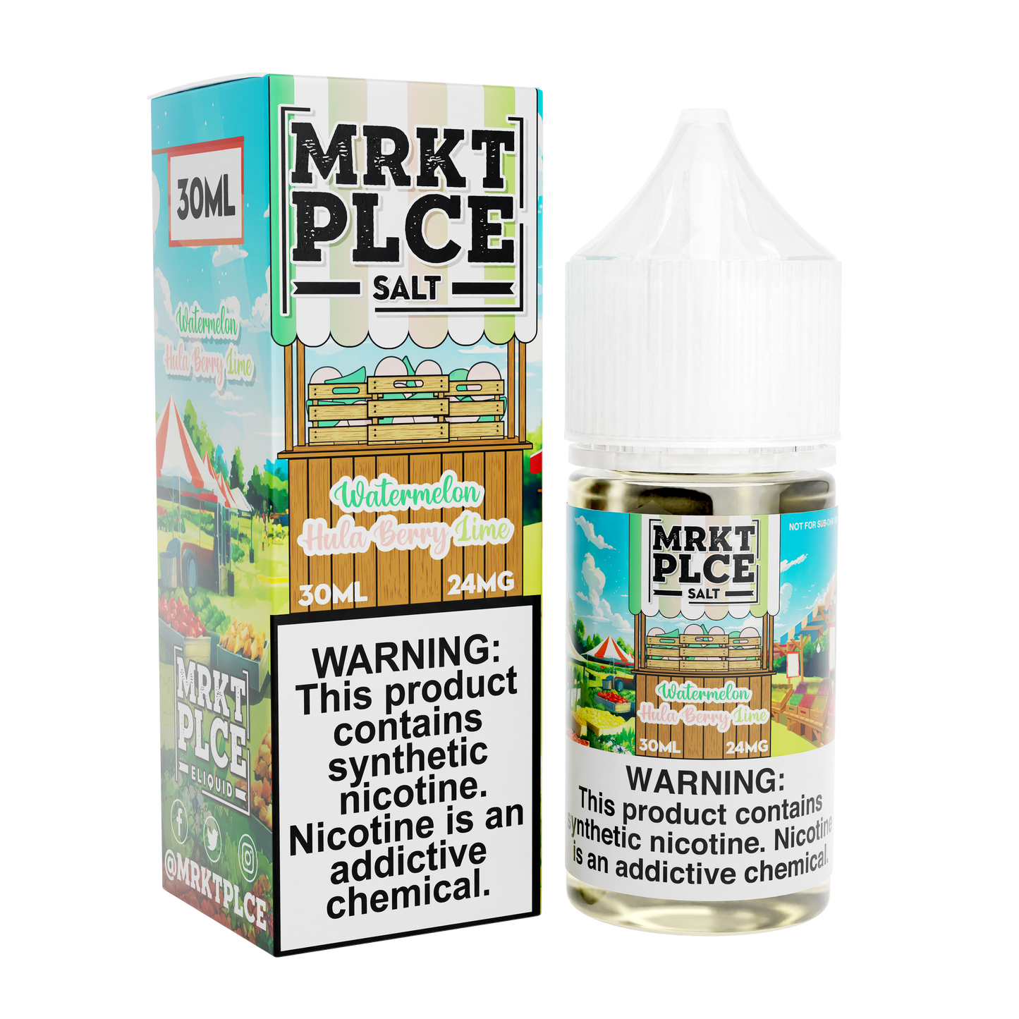 Watermelon Hulaberry Lime by MRKT PLCE Salts 30mL (Salt Nic) with Packaging