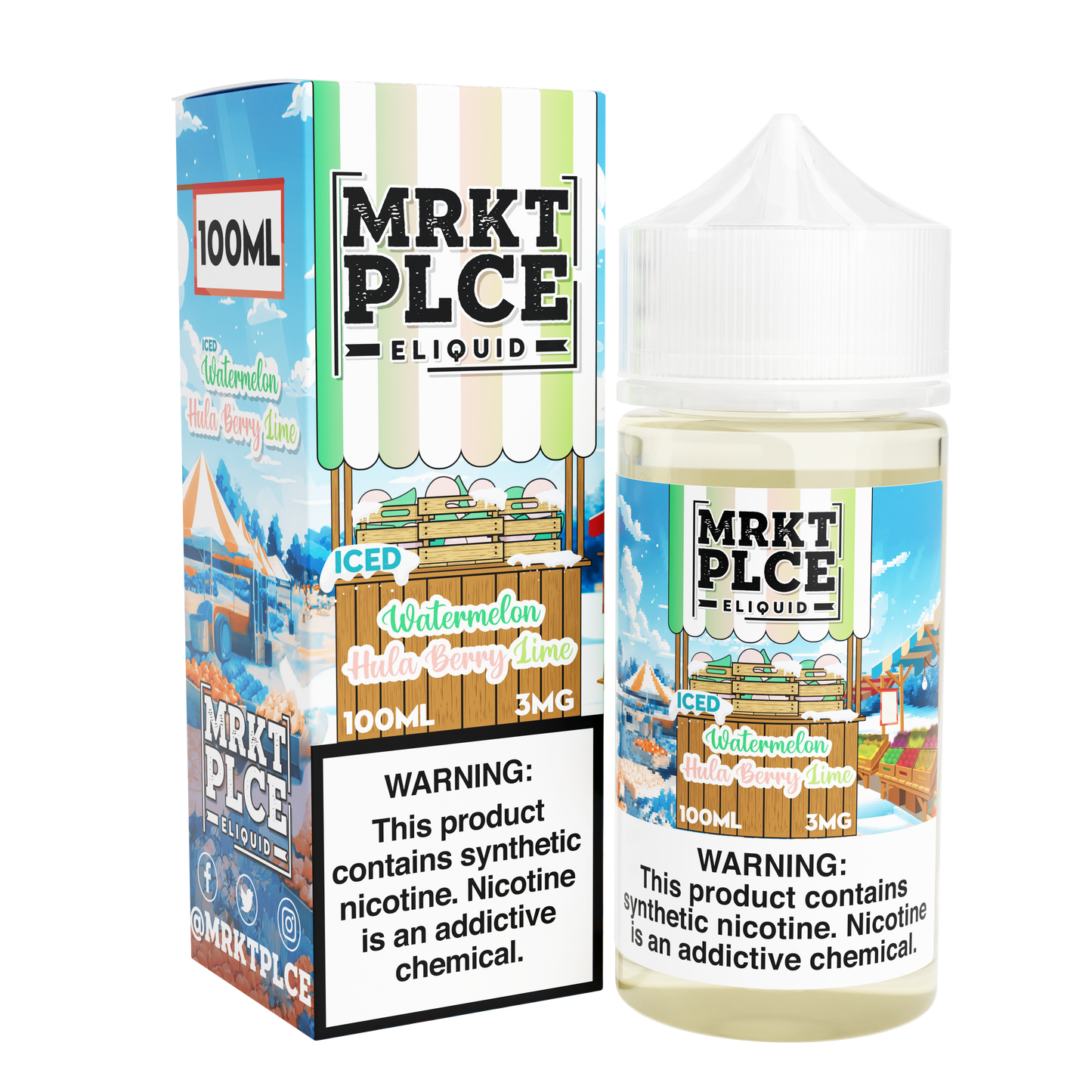 Iced Watermelon Hula Berry Lime by MRKT PLCE Series 100mL (Freebase) with Packaging