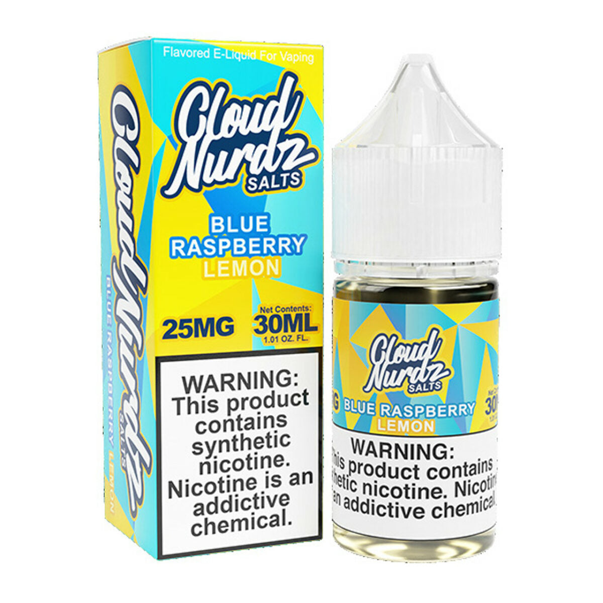 Cloud Nurdz SALTS E-Liquid - Blue Raspberry Lemon, 30mL with Packaging