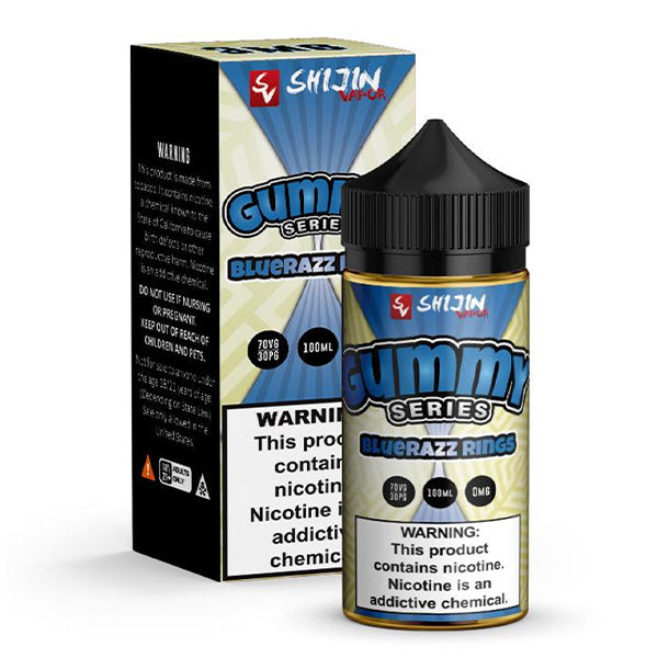 Shijin Vapor Gummy O's Series - Bluerazz Rings E-Juice, 100mL with Packaging