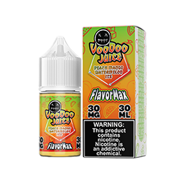 Voodoo Juice FlavorMax Salt Series E-Liquid | 30mL | 30mg | Peach Mango Watermelon Ice with packaging
