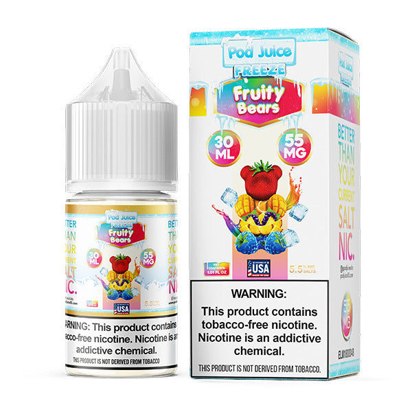 Pod Juice TFN Salt Series E-Liquid | 30mL | Salt Nic | 55mg | Fruity Bear Freeze with packaging