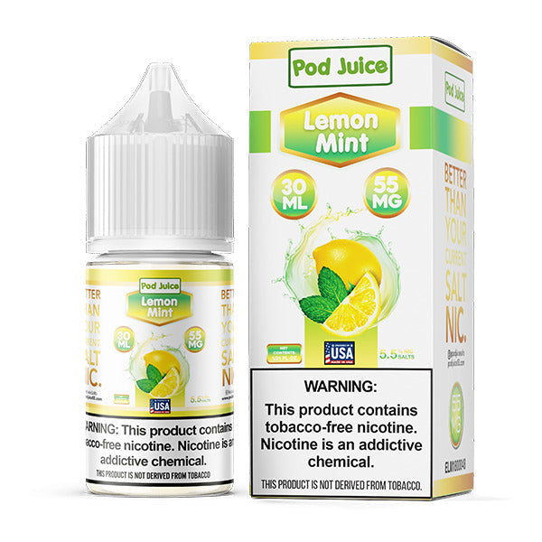 Pod Juice Salt Series E-Liquid | 30mL | 55mg | Lemon Mint with packaging