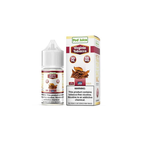 Pod Juice TFN Salt Series E-Liquid | 30mL | Salt Nic | 55mg | Virginia Tobacco with Packaging