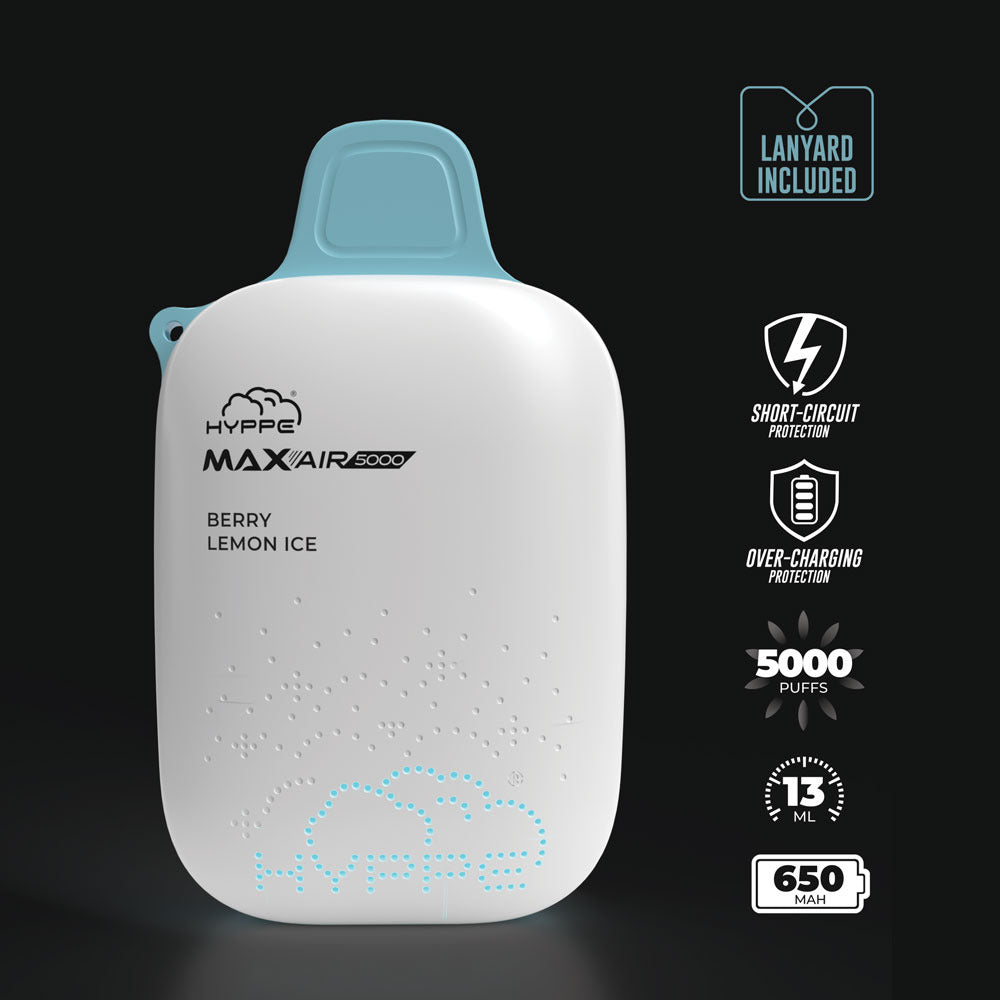 Max Air Disposable | 5000 Puffs | 13mL | 50mg | Berry Lemon Ice Lanyard Included