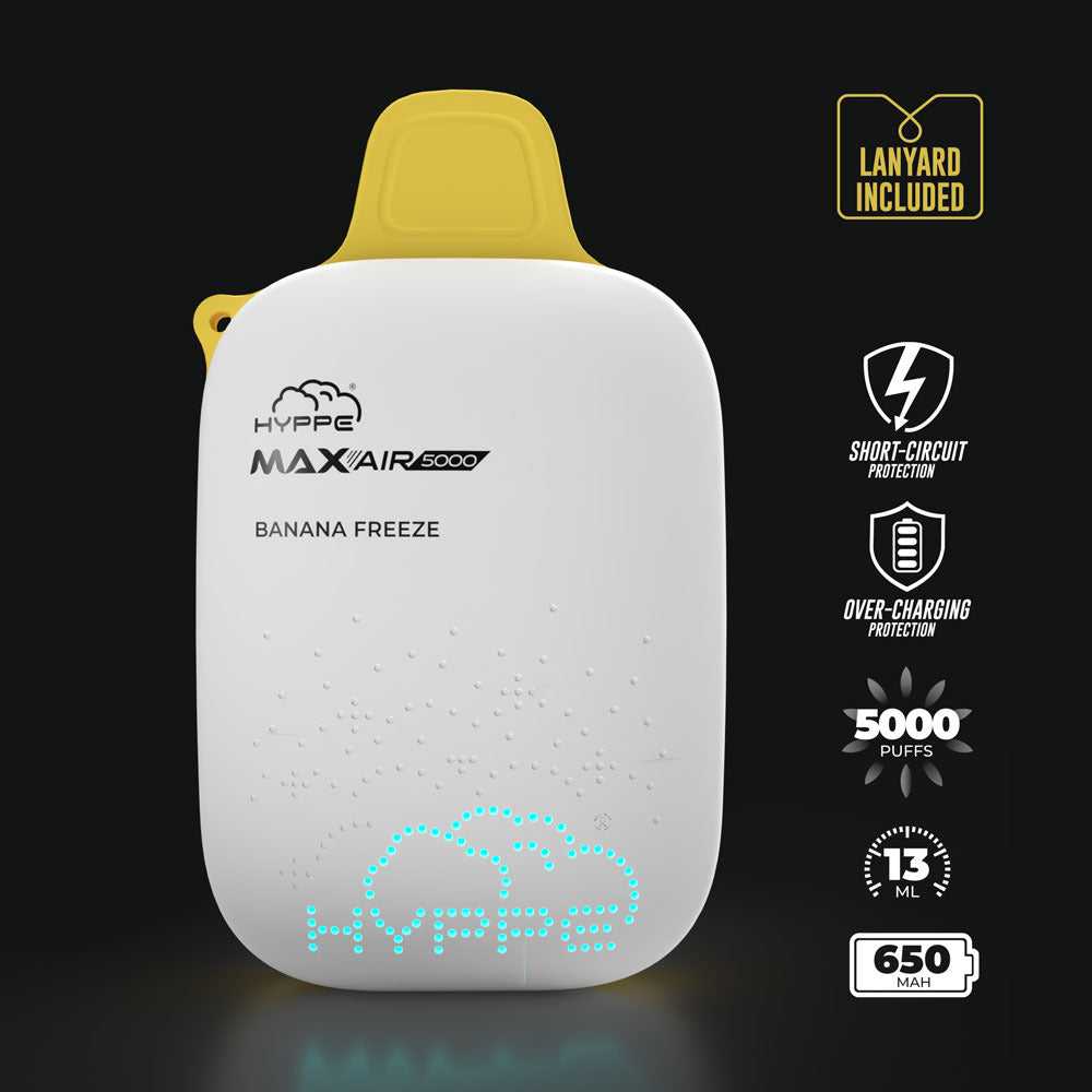 Max Air Disposable | 5000 Puffs | 13mL | 50mg | Banana Freeze Lanyard Included