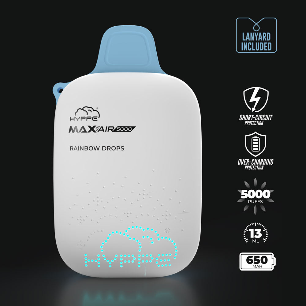 Max Air Disposable | 5000 Puffs | 13mL | 50mg | Rainbow Drops Lanyard Included