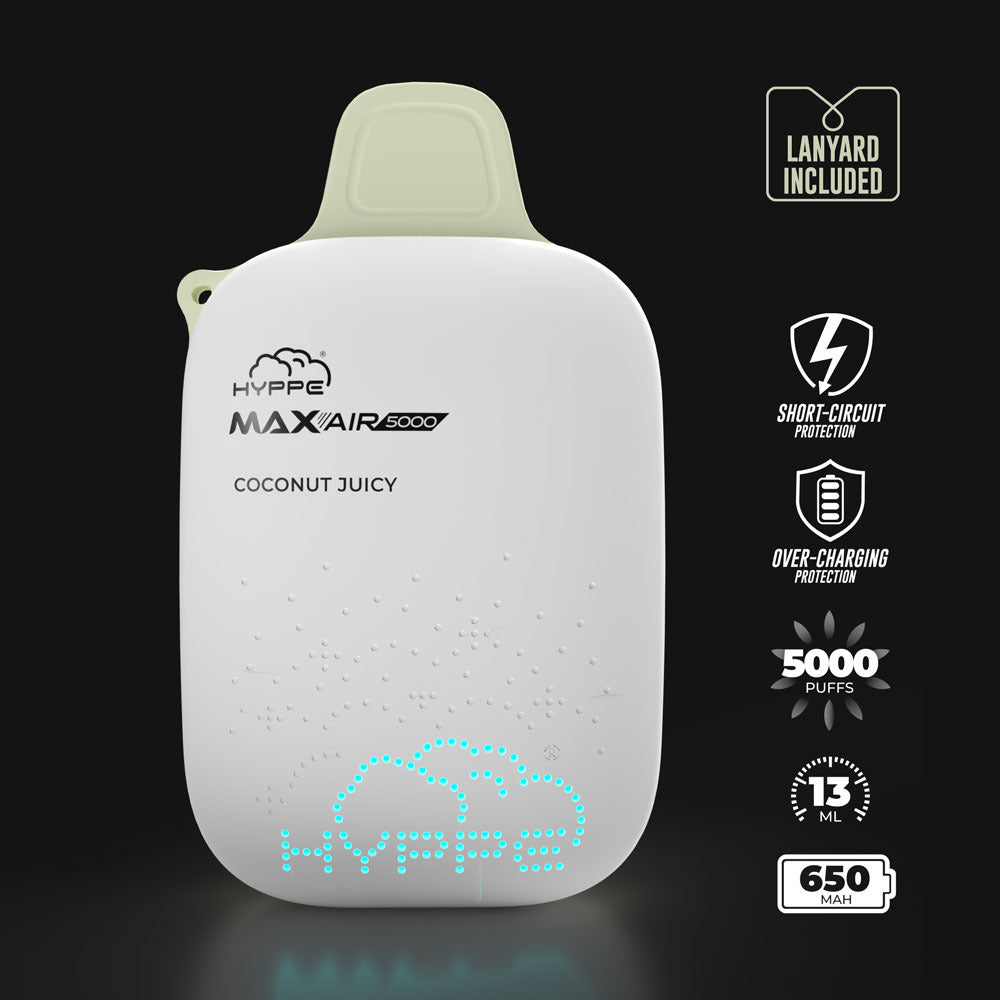 Max Air Disposable | 5000 Puffs | 13mL | 50mg | Coconut Juicy Lanyard Included