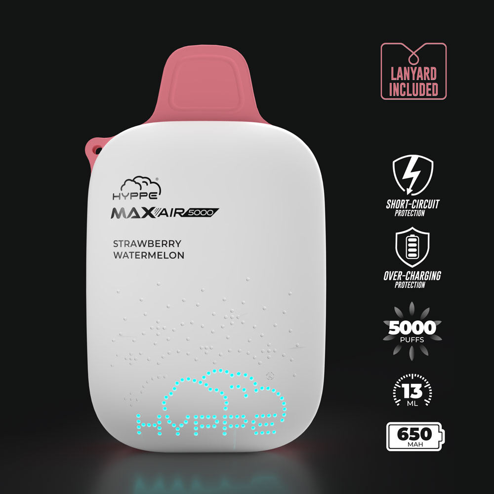 Max Air Disposable | 5000 Puffs | 13mL | 50mg | Strawberry Watermelon Lanyard Included