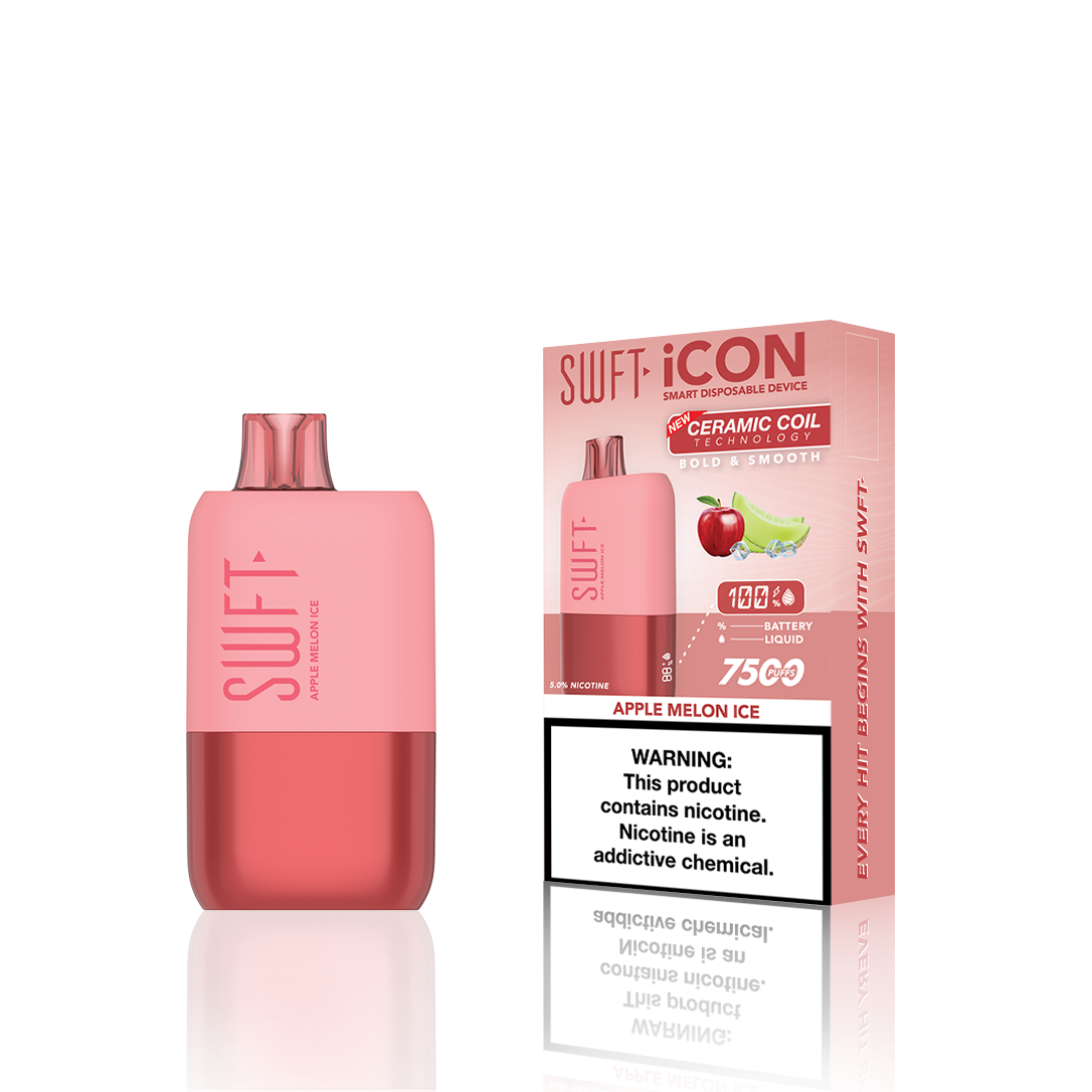 SWFT Icon Disposable | 7500 Puffs | 17mL | 5% | Apple Melon Ice with Packaging