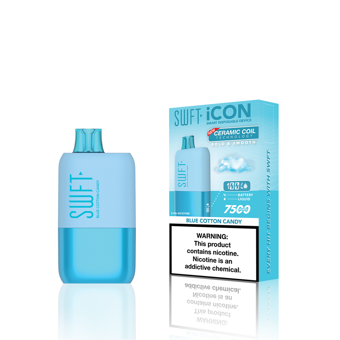 SWFT Icon Disposable | 7500 Puffs | 17mL | 5% | Blue Cotton Candy with Packaging