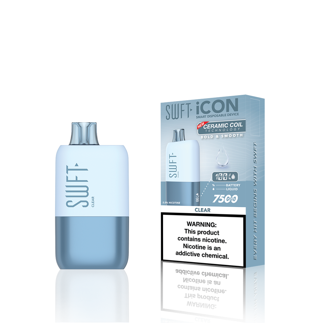 SWFT Icon Disposable | 7500 Puffs | 17mL | 5% | Clear with Packaging