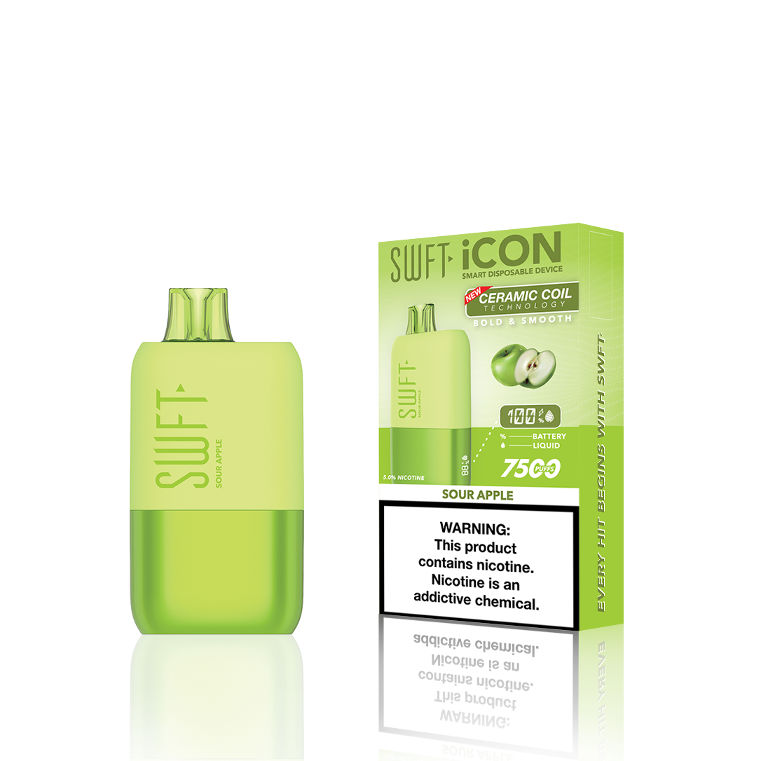 SWFT Icon Disposable | 7500 Puffs | 17mL | 5% | Sour Apple with Packaging