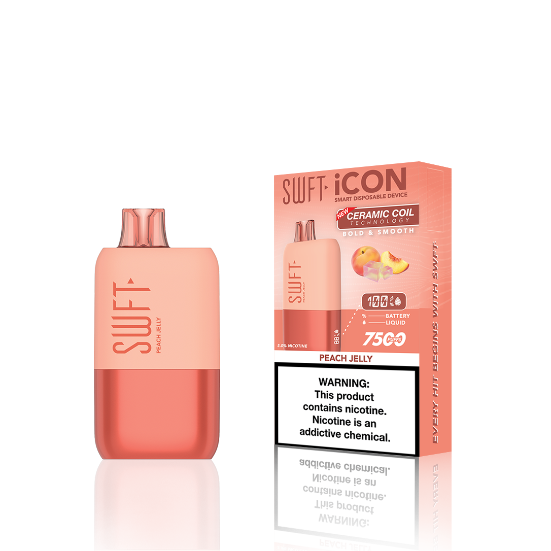 SWFT Icon Disposable | 7500 Puffs | 17mL | 5% | Peach Jelly with Packaging