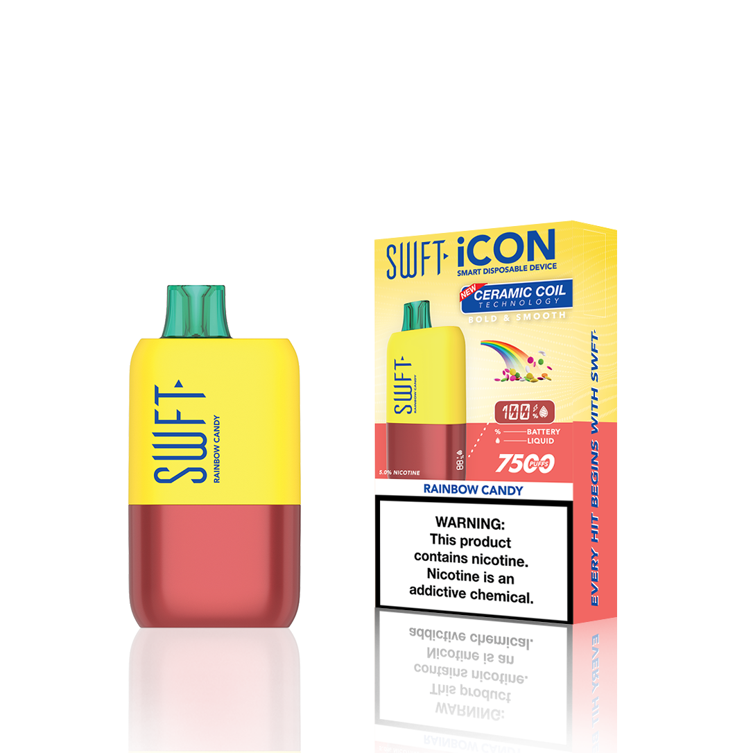 SWFT Icon Disposable | 7500 Puffs | 17mL | 5% | Rainbow Candy with Packaging