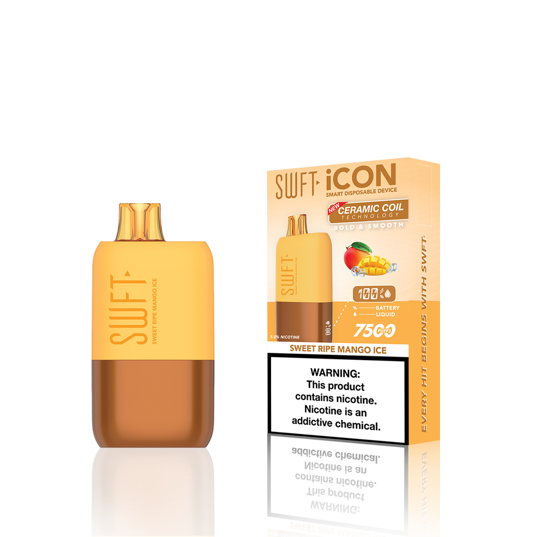 SWFT Icon Disposable | 7500 Puffs | 17mL | 5% | Sweet Ripe Mango Ice with Packaging