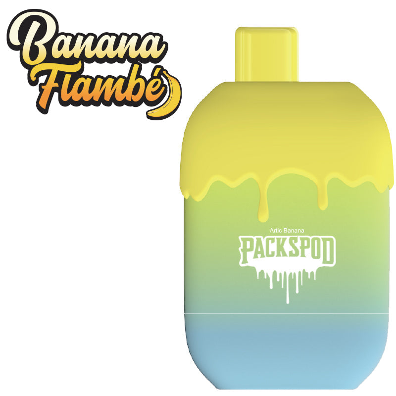 Packspod Disposable | 5000 Puffs | 12mL | 50mg | Banana Flambe Arctic Banana