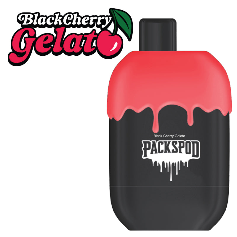 Packspod Disposable | 5000 Puffs | 12mL | 50mg | Black Cherry Gelato Cherry Pop