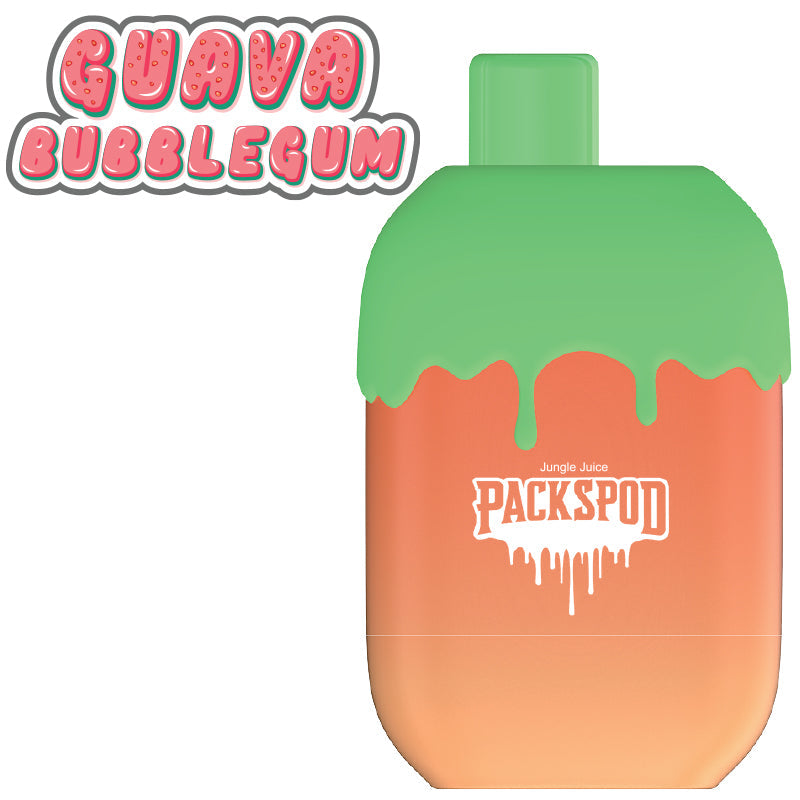 Packspod Disposable | 5000 Puffs | 12mL | 50mg | Guava Bubblegum Sweet Guava