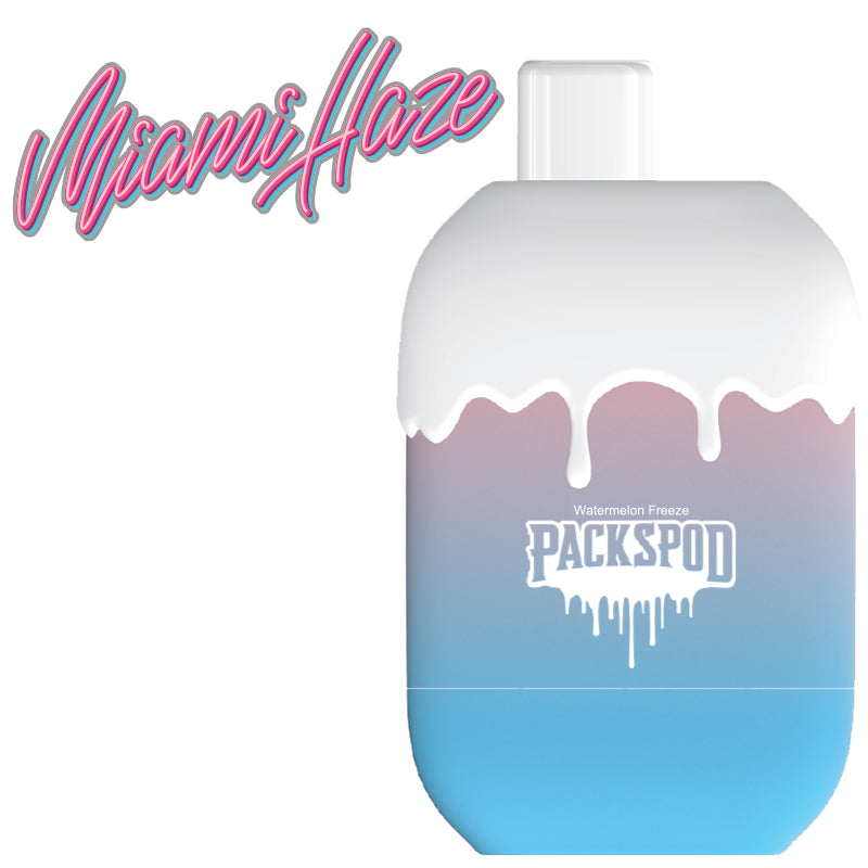 Packspod Disposable | 5000 Puffs | 12mL | 50mg | Miami Haze Watermelon Freeze