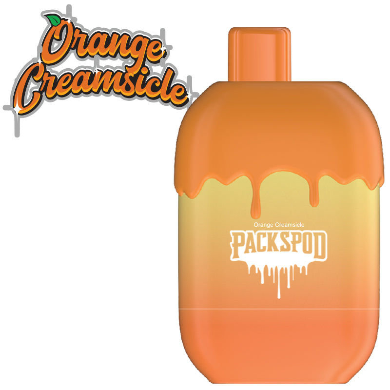 Packspod Disposable | 5000 Puffs | 12mL | 50mg | Orange Creamsicle Orange Burst