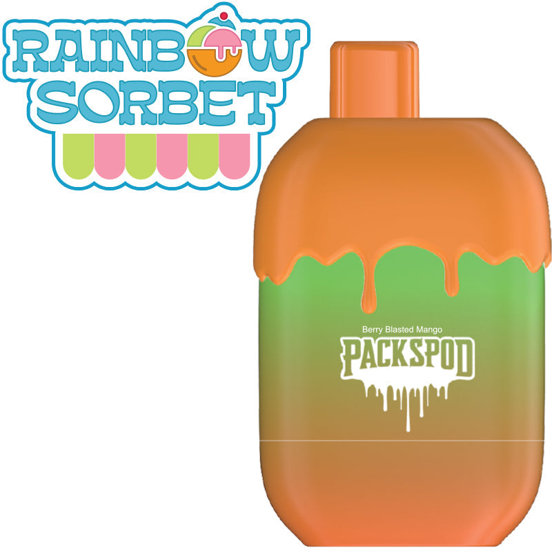 Packspod Disposable | 5000 Puffs | 12mL | 50mg | Rainbow Sorbet Berry Blasted Mango