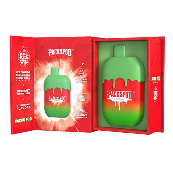 Packspod Disposable | 5000 Puffs | 12mL | 50mg | Limited Edition Big Red Apple with Packaging