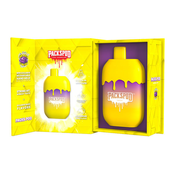 Packspod Disposable | 5000 Puffs | 12mL | 50mg | Limited Edition Grape Swish with Packaging