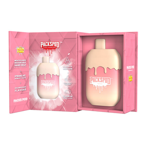 Packspod Disposable | 5000 Puffs | 12mL | 50mg | Limited Edition Peach Punch with Packaging