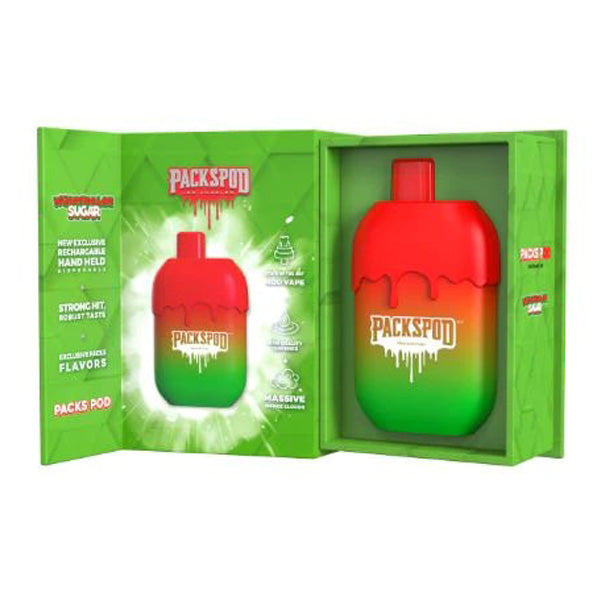 Packspod Disposable | 5000 Puffs | 12mL | 50mg | Limited Edition Watermelon Sugar with Packaging