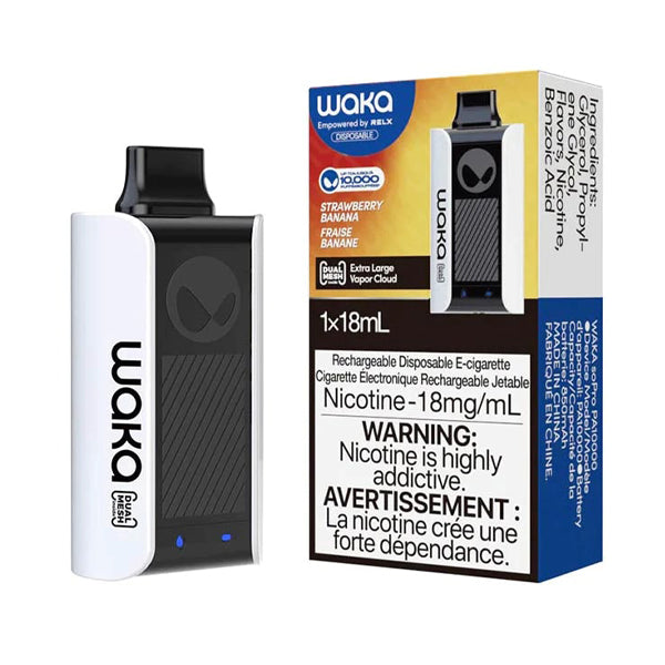 WAKA SoPro PA10000 Disposable | 10,000 Puffs | 18mL | 50mg | strawberry banana with packaging