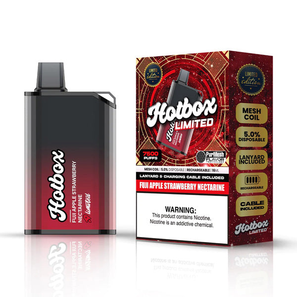Puff HotBox Disposable | 7500 puffs | 16mL | Fuji Apple Strawberry Nectarine Limited Edition with Packaging