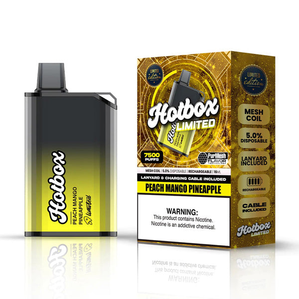 Puff HotBox Disposable | 7500 puffs | 16mL | Peach Mango Pineapple Limited Edition with Packaging