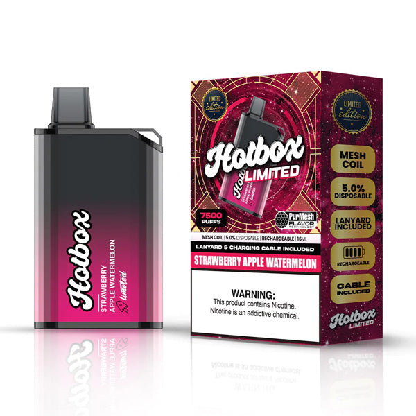 Puff HotBox Disposable | 7500 puffs | 16mL | Strawberry Apple Watermelon Limited Edition with Packaging